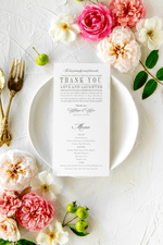 Menu with Thank You Note| Kathryn