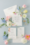 Elegant Wedding Invitation Suite with Watercolor Spring Flowers  | Adele