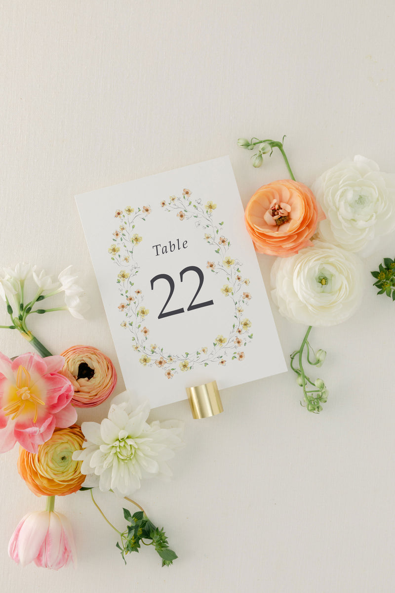 Watercolor Floral Table Numbers - Andrea