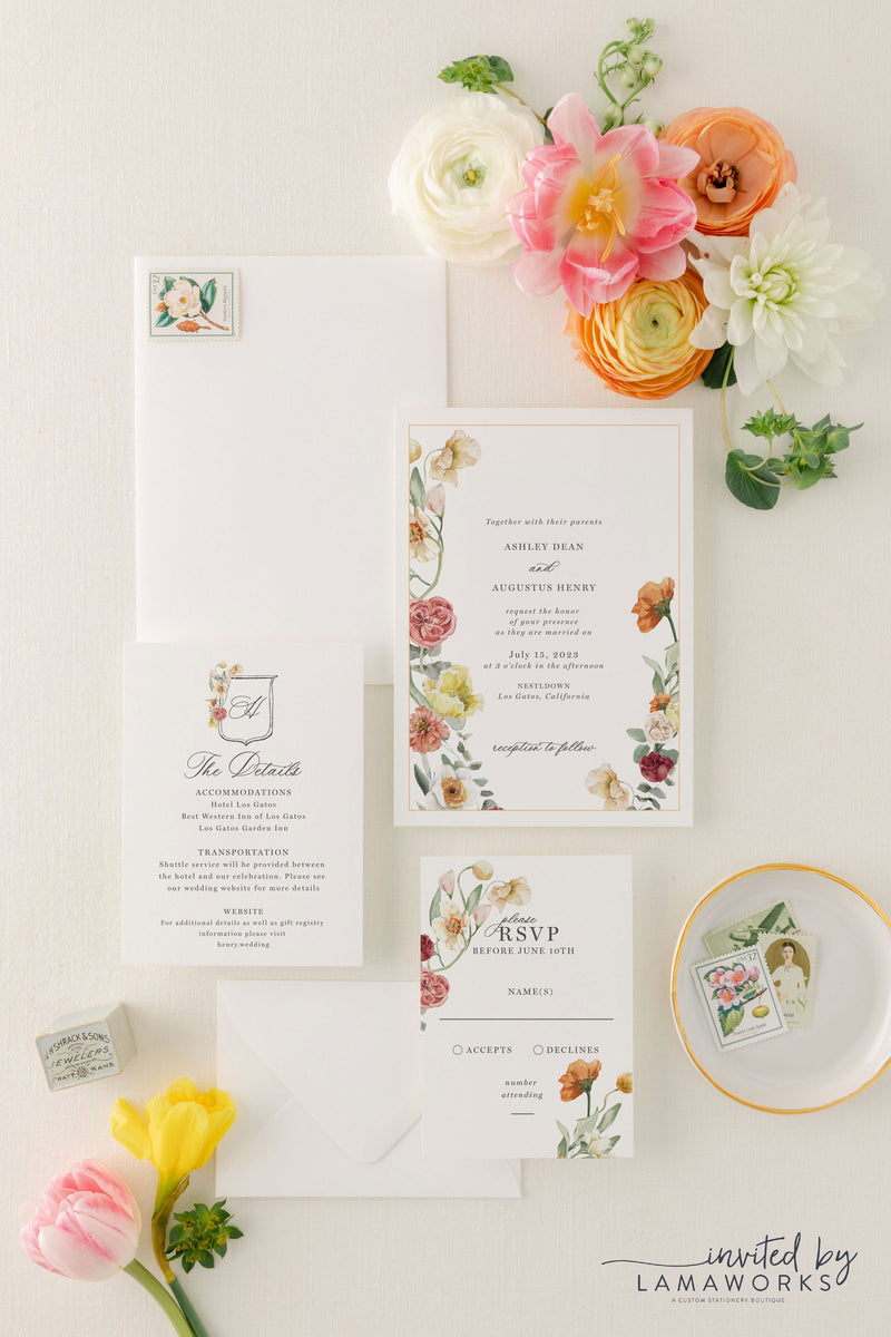 Andrea Invitation Suite - Watercolor Floral Wreath