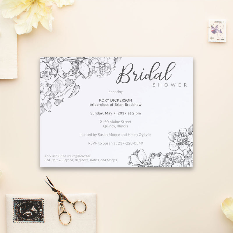 Boho Peony Bridal Shower Invite