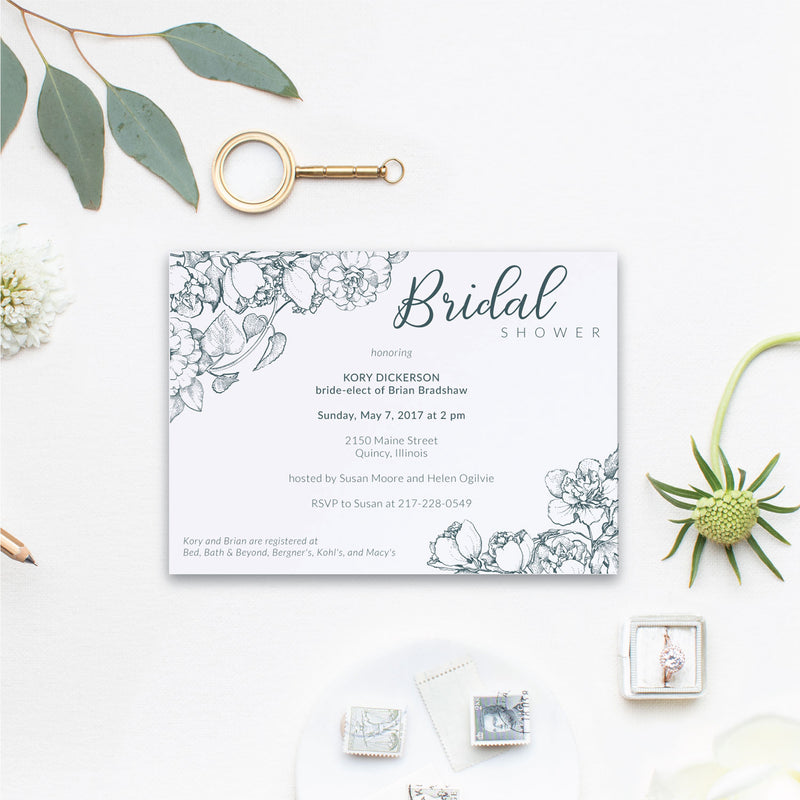 Boho Peony Bridal Shower Invite