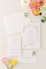 Elegant Wedding Invitation Suite with Delicate Spring Flowers | Eloise