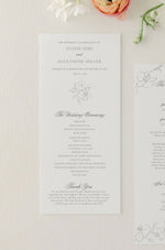formal wedding ceremony program with floral details