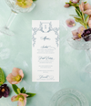 Classic, Elegant Wedding Invitation Menu with Monogram Crest |  Evangeline