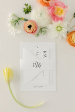 Minimalist, Modern Monogram Wedding Invitation - Evelyn