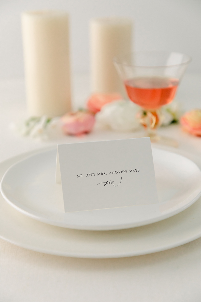 modern place cards with calligraphy