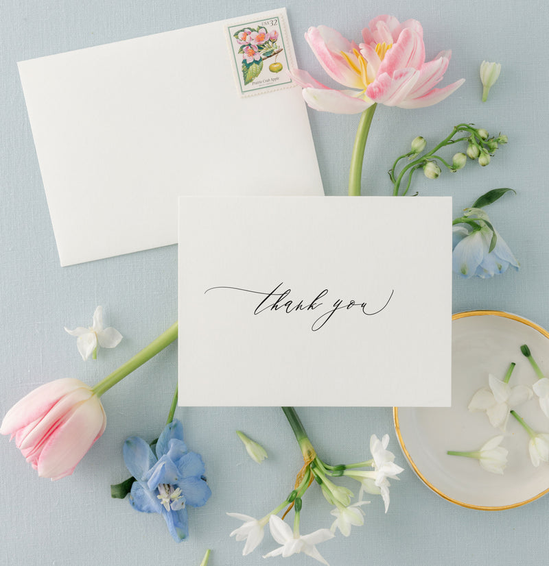 Elegant Calligraphy Thank You Cards - Evelyn