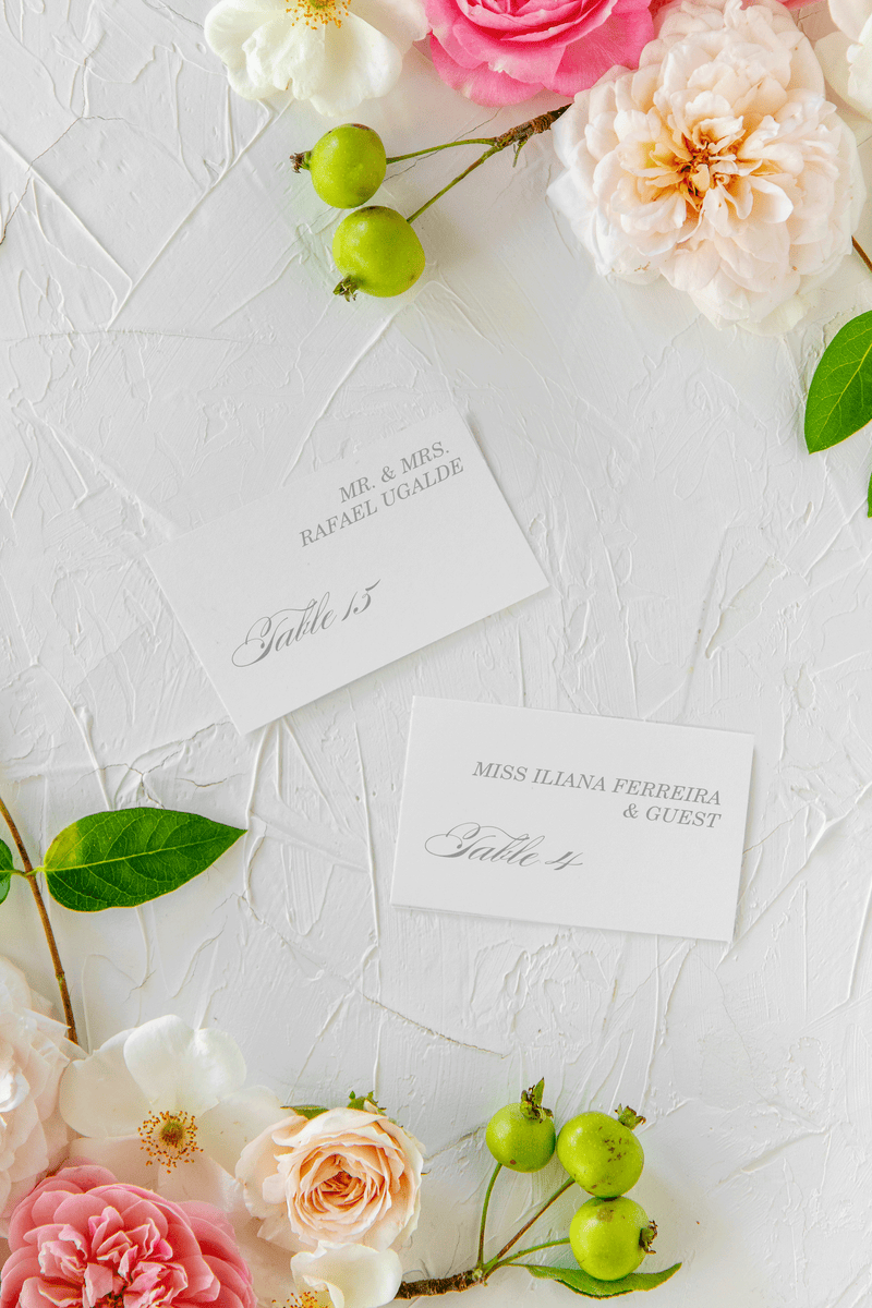 offset formal calligraphy place cards or escort cards