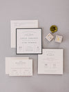 Black and white pocket wedding invitation for a formal wedding