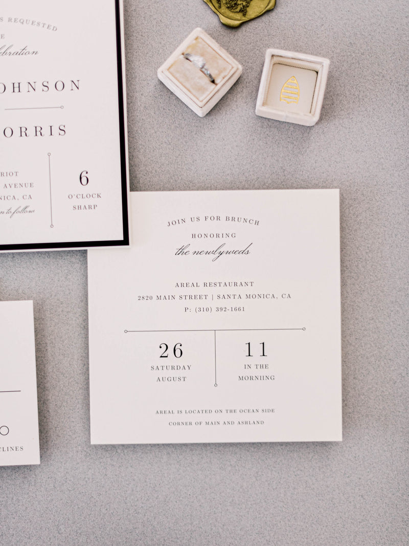 Wedding invitation details card for a newlywed brunch