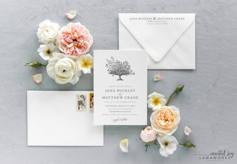 Vintage Floral Wedding Invitation | Jana
