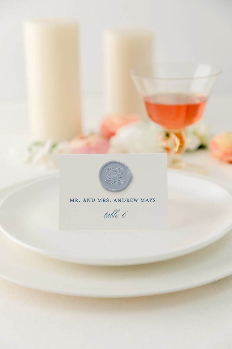 Vintage Monogram Escort Card with Wax Seals