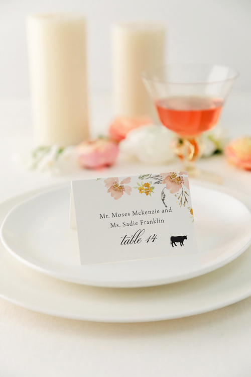 Muted Pastel Floral Escort or Place Cards | Katrina