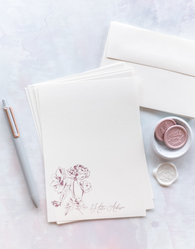 Elegant Pencil Drawn Laurel Letter Writing Set