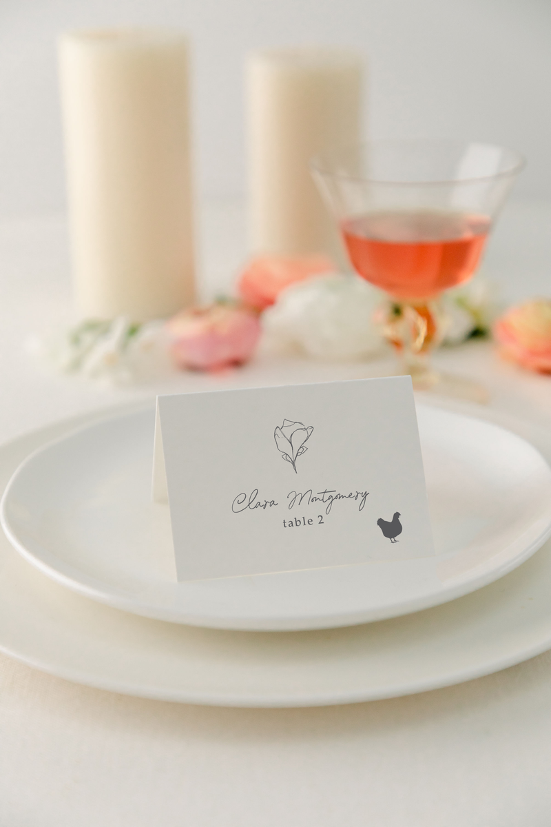 Whimsical Minimalist Floral Place Card or Escort Card | Louise