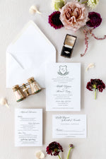 Winter Evergreen Crest Wedding Invitation Suite | Michelle
