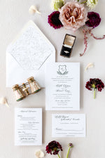 Winter Evergreen Crest Wedding Invitation Suite | Michelle