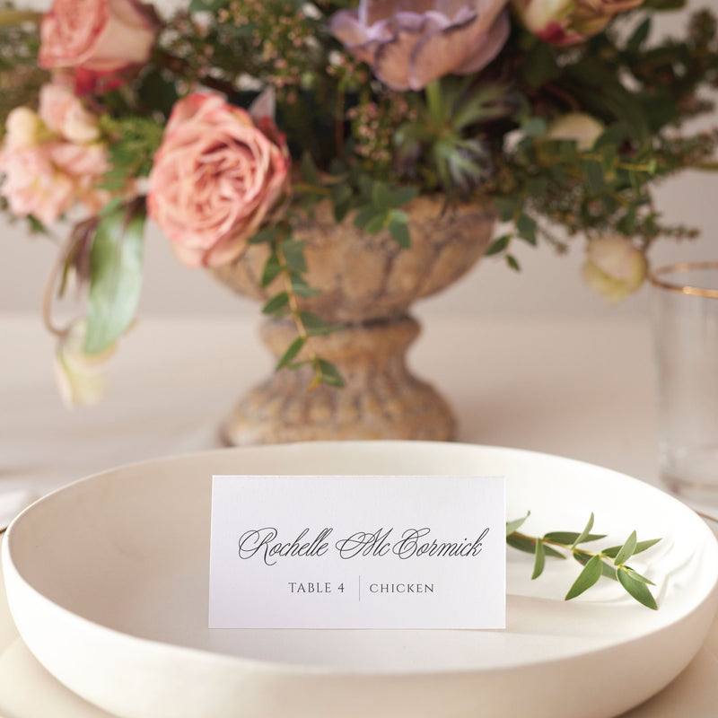 romantic calligraphy place card or escort card