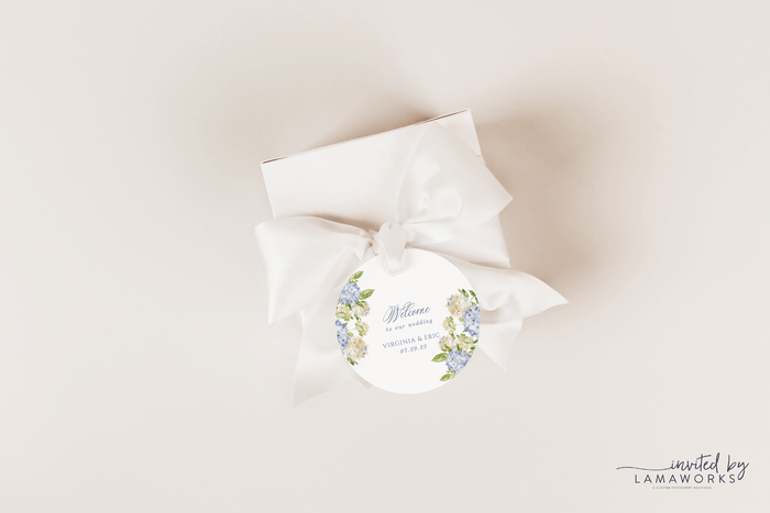 Blue Hydrangea Favor Tags - Virginia