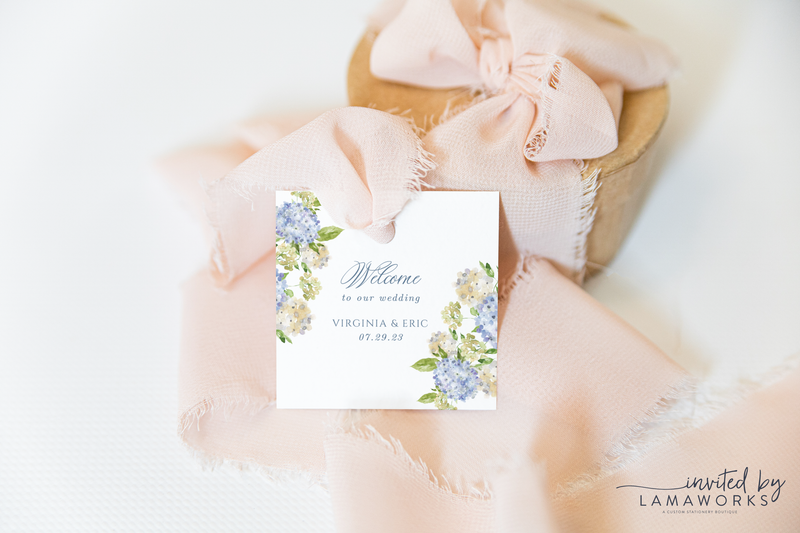 Blue Hydrangea Favor Tags - Virginia