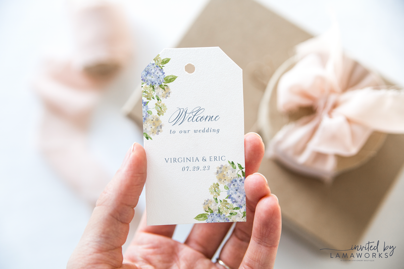 Blue Hydrangea Favor Tags - Virginia
