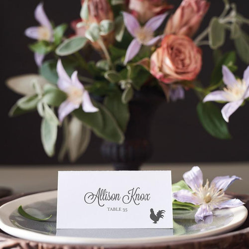 pretty place card or escort card with meal option